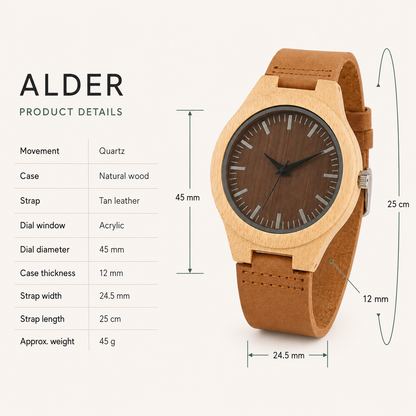 Alder Wooden Watch
