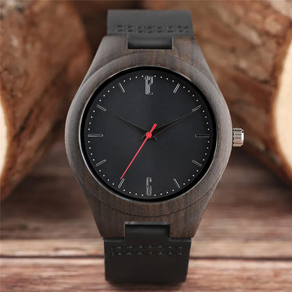 Noir Dark Wood Minimalist Watch