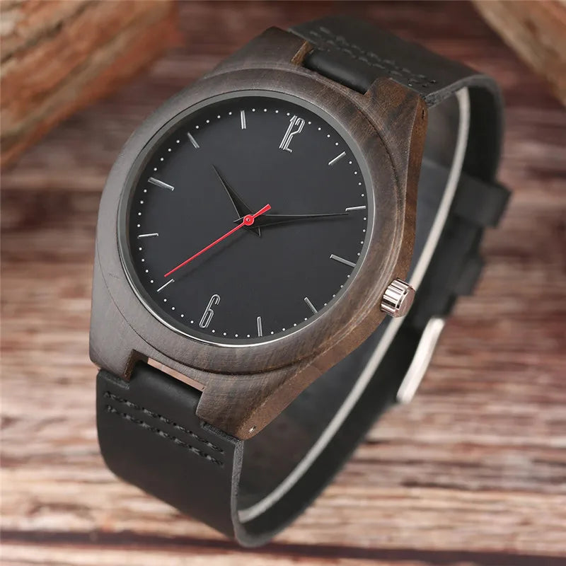 Noir Dark Wood Minimalist Watch