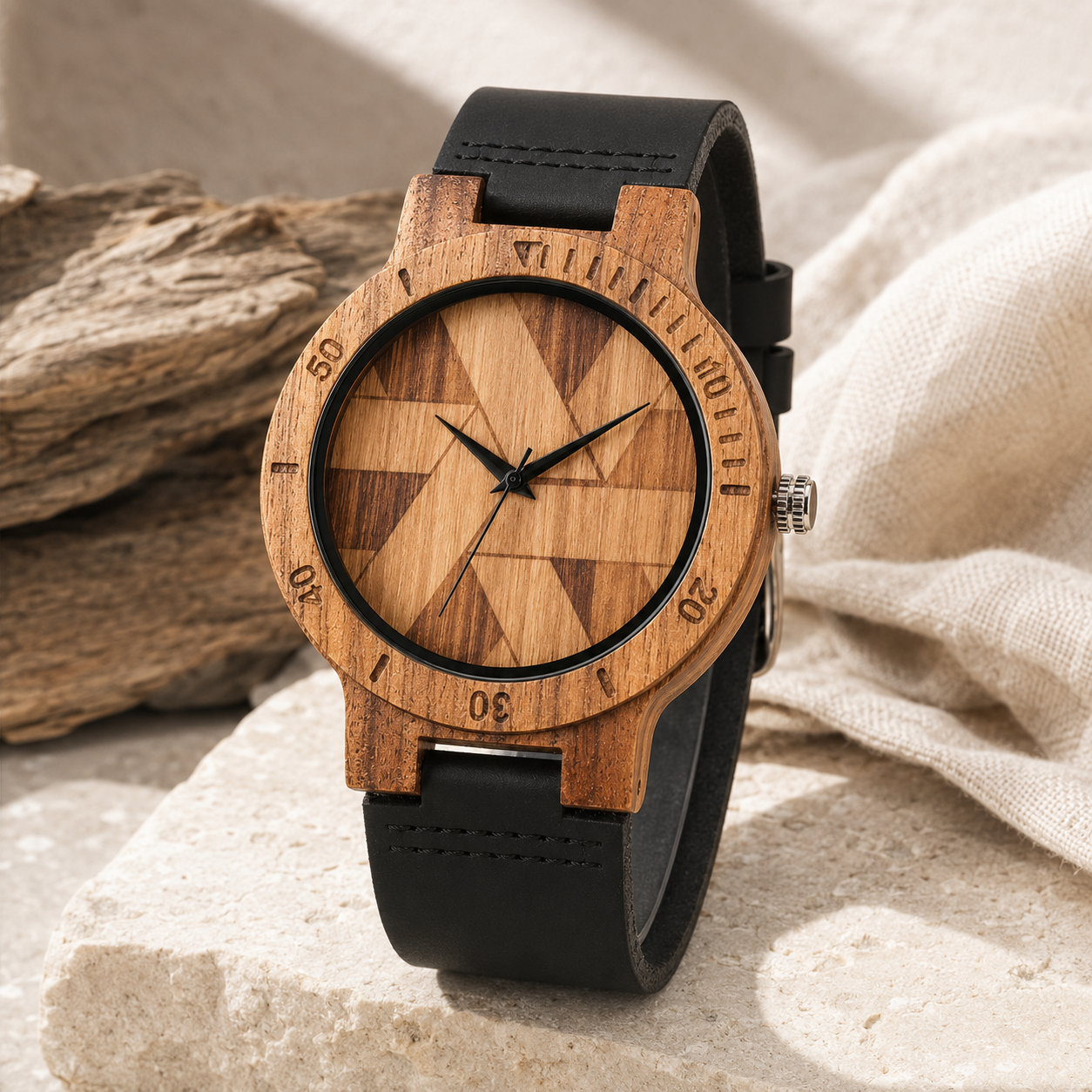 Solstice Geometric Wood Watch