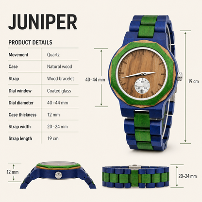 Juniper Dual-Time Wooden Watch