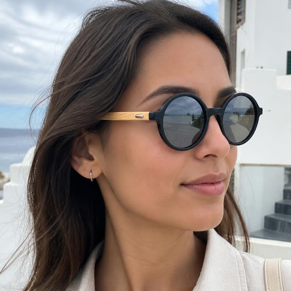 Lynton Bamboo Round Sunglasses