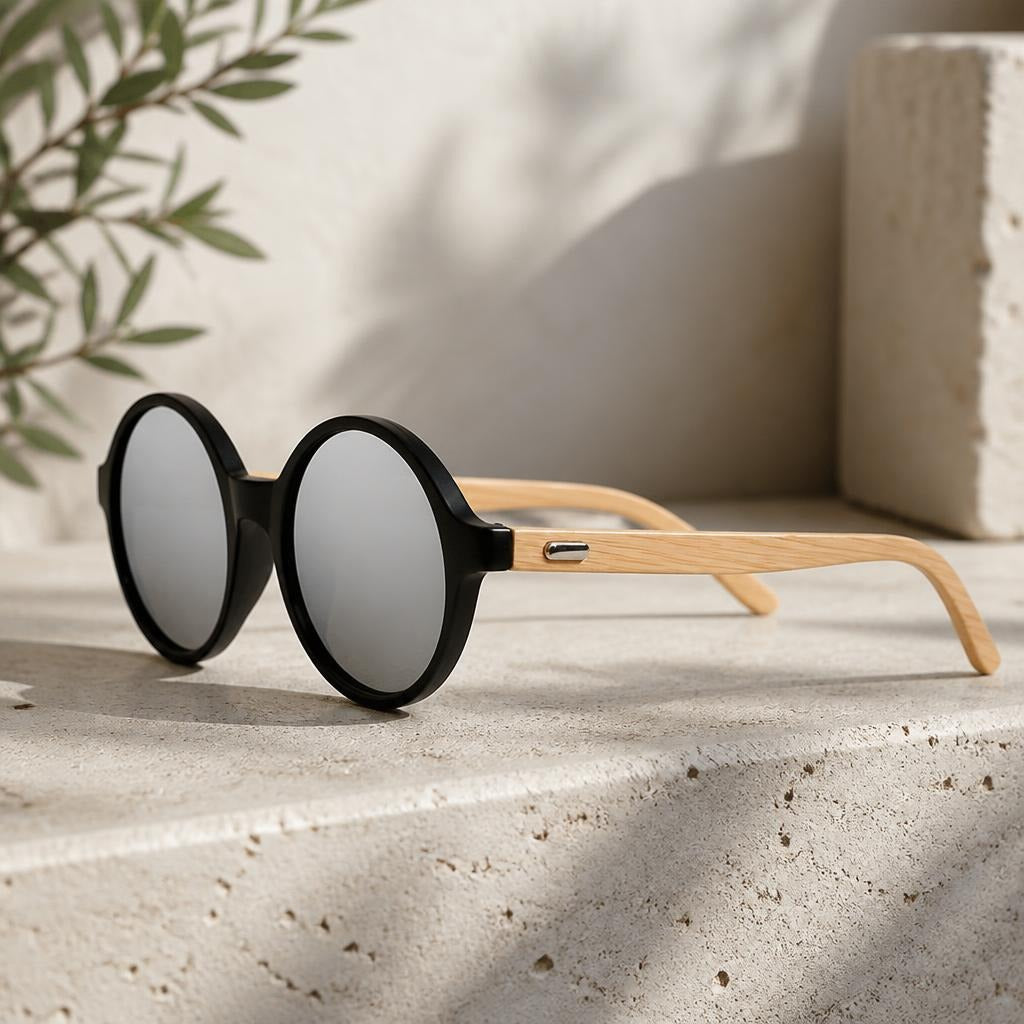 Lynton Bamboo Round Sunglasses