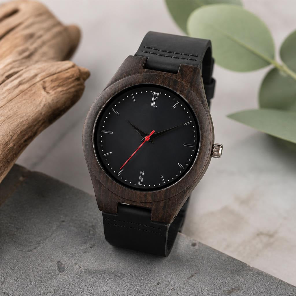 Noir Dark Wood Minimalist Watch
