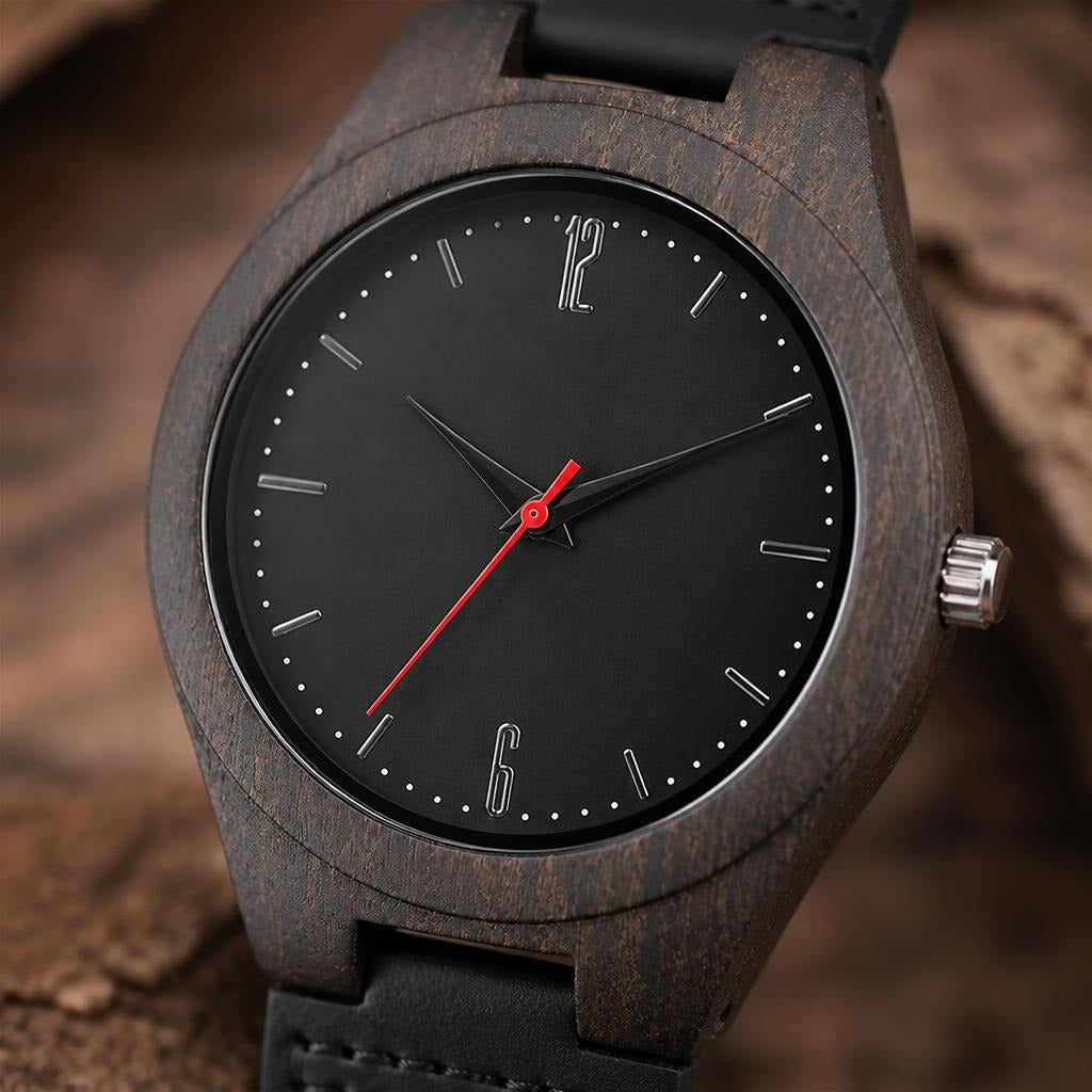 Noir Dark Wood Minimalist Watch