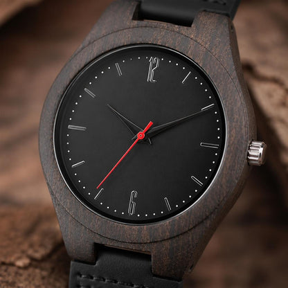 Noir Dark Wood Minimalist Watch