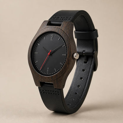 Noir Dark Wood Minimalist Watch