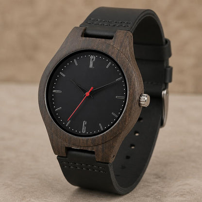 Noir Dark Wood Minimalist Watch
